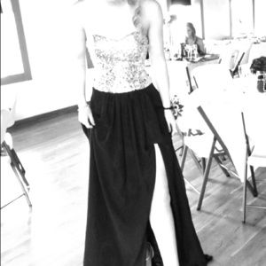 Silver Sweetheart Black Prom Dress